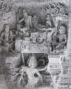 unknow artist Shiva and Parvati on Kailasa Kailasa-whine-peel on Ellora USA oil painting reproduction